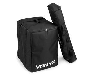Vonyx VX808 - Pack de 2 fundas nylon protectoras para serie VX808 negras | Pack de 2 fundas de nylon para altavoz VX808, una para el subwoofer y otra con bandolera de transporte incluida, negras