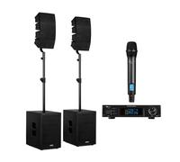 Vonyx VX922 - Pack Sistema PA 2.2 Line Array 1600W con 2 subwoofers 12", Bluetooth 5.0, DSP, Incluye microfono inalambrico UHF PD210 y Cable XLR 0.5m, Equipo Sonido Profesional para DJ y Eventos