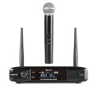 Vonyx WM42H - Receptor UHF con micrófono inalámbrico de Mano en Color Negro | Receptor para micrófono inalámbrico UHF de mano, con pantalla a color, pilas AA incluidas y salidas XLR y jack, en negro