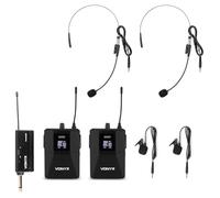 Paquete 2x micrófonos Bodypack + 1x receptor UHF inalámbrico Plug and Play (WM552B) - VONYX