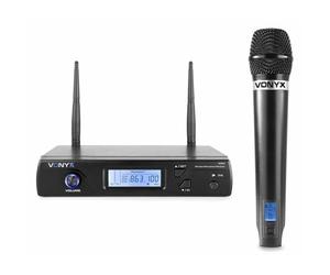 Vonyx WM61 - Micrófono de Mano inalámbrico UHF, con Receptor con Pantalla, 16 Canales, Salida balanceada, Ideal para Karaoke, conferencias, presentaciones y Eventos, 863.000-865.000MHz