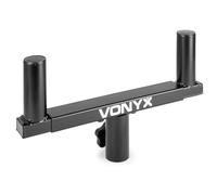 VONYX WMS-03 Soporte altavoz doble - Brazo doble, 2 x 35 mm, Dos altavoces en un trípode, Anchura ajustable, Adecuado para altavoces Top-Hat, Color: Negro