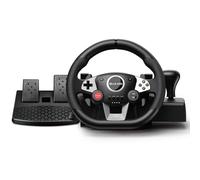 VooFun Volante PC y Pedales, Volante Gaming de 270° Compatible con PC/ PS4/ Switch/ PS3/ Xbox One/Xbox 360, Volantes Con Botones Programables, Vibración Feedback, Negro