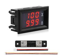 VooGenzek 0.28" LED Voltímetro Amperímetro, Detector Panel de Medidor de Corriente de Voltaje Amp Voltímetro, DC 0-100V 50A Detector de Voltaje, con Derivación de Corriente de 50A