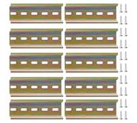 VooGenzek 10 Piezas Carril DIN, DIN Rail Ranurado, con 20 Piezas Tornillos, para Serie de Terminales de Carril DIN y Contactor, 35*100 mm, Aleación de Acero