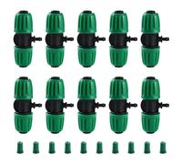 VooGenzek 10 Piezas Conectores en T con Púas para Riego por Goteo, Adaptador en T de Púas para Tubo 13/16 mm a 4/7 mm, Tubo de Tiego Tee por Goteo, para Césped, Jardín (Verde)