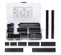 VooGenzek 120 Piezas 2.54mm Pin Header Conector, Kit de Tira de Encabezado de Clavija para Placa PCB, Hembra, para Arduino Stackable Shield (4/6/8/10/12/16/20/40 Pines)