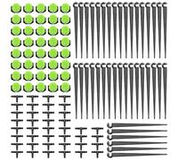VooGenzek 120 Piezas 4/7mm Kit de Riego por Goteo Automátic, 40 Goteros de Riego Ajustables de 8 Agujeros + 40 Tee Conectores + 40 Estaca Microtubo Piqueta, para Manguera de 4/7mm, Verde