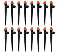VooGenzek 16 Piezas Gotero de Riego para Tubo 4/7 mm, Aspersore de Riego Ajustables, Cabezas de Riego para Goteo Goteros con Conectore de Púas & Estaca Microtubo Piqueta, Naranja