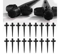 VooGenzek 18 Piezas Ajustables de 360 Grados en Estaca Rociador, 8 Goteros de Flujo con Tuerca para Tubos de 1/4 Pulgadas, Emisores de Riego por Goteo, para Sistema de Riego, Negro