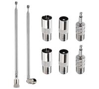 VooGenzek 2 Piezas 100cm 7-Seccion Antena Telescópica FM Interior Dab Radio Aerial, FM Radio Antena TelescóPica con Conector de Enchufe Macho Tipo F 75 Ohmios con 3 Adaptadores, Compatible con Denon