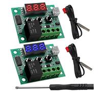 VooGenzek 2 Piezas Módulo de Control de Temperatura W1209, 12V DC Micro Termostato Digital, Módulo de Control de Temperatura Electrónico Interrupto, -50-110°C, con Sonda NTC (Rojo y Azul)