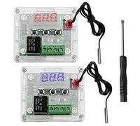 VooGenzek 2 Piezas Módulo de Control de Temperatura W1209 con Caja, 12V DC Micro Termostato Digital, Módulo de Control de Temperatura Electrónico Interrupto, -50-110°C, con Sonda NTC (Rojo y Azul)