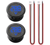 VooGenzek 2 Piezas Voltímetro Digital para Coche DC 5V-100V, Pantalla Digital LED Voltímetro Redondo Cabezal, con Protección Anti-conexión, para Motocicleta Barco Caravana, Azul