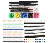 VooGenzek 395 Piezas Kit de Pin Headers de Colores, 2.54mm Pin Headers 40 Pines PCB Board Conector, 40 Pines Macho y Hembra Pin Header Connector, 2.54mm Tapa de Puente