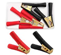 VooGenzek 4 Piezas 100A Clips de Cocodrilo Aislados, Pinzas de Cocodrilo, Abrazaderas de Carga de Cobre Puro, para Cable de Carga de Coche (90mm, Rojo + Negro)