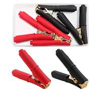 VooGenzek 4 Piezas 100A Pinzas de Cocodrilo, Clips de Cocodrilo Aislados, Abrazaderas de Carga de Cobre Puro, para Cable de Carga de Coche (90mm, Rojo + Negro)