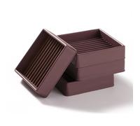 VooGenzek 4 Piezas 5.1cm Tazas Cuadradas de Goma para Muebles, Almohadillas Protectoras de Goma para Pies, Posavasos Antideslizantes de Muebles, para Cama Armario Sofá Silla Mesa, Marrón