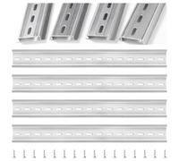 VooGenzek 4 Piezas Carril DIN, DIN Rail Ranurado de Aluminio, con 16 Piezas Tornillos, para Serie de Terminales de Carril DIN y Contactor, 35*300 mm