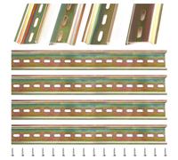 VooGenzek 4 Piezas Carril DIN Ranurado con 16 Tornillos para Serie de Terminales y Contactor, 35*300 mm, Aleación de Acero
