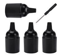 VooGenzek 4 Piezas E27 Vintage Portalámpara Negro, Baquelita Edison Tornillo E27 Portalámparas, Portalámparas Vintage E27 con Destornillador, para Hogares Oficinas Bares Restaurantes