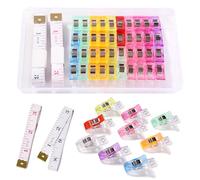VooGenzek 40 Piezas 3.6x1x1.5 cm Clips de Costura, Plástico Craft Clips, Sewing Clips, Pinzas para Acolchar, con 2 Piezas 150cm Cinta Métrica, para Costura, Quilting, Crafting