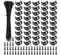 VooGenzek 45 Conjuntos 12.5 * 15.5 mm Bases de Montaje de Brida de Cable Tipo Sillín, Soportes de Bridas de Cables, con M3.5 Tornillos y Bridas, para Gestión de Cables, Negro