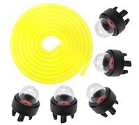 VooGenzek 5 Piezas Bombilla de Imprimación y 1 Piezas 1.5m Mangueras de Combustible (2.5 x 5mm), para Motosierra Cortadora de Césped Desbrozadora