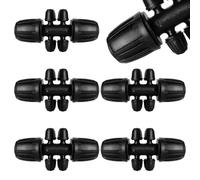 VooGenzek 5 Piezas Conectores en T con Púas para Riego por Goteo, Adaptador en T de 6 Vías Púas para Tubo 15/20 mm a 4/7 mm, Tubo de Tiego Tee por Goteo, para Césped, Jardín