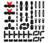 VooGenzek 52 Piezas Juego de Accesorios de Irrigación para Tubo 13/16 mm a 4/7 mm, Conectores de Púas de Manguera para Sistemas de Riego, Válvulas de Compuerta, Tees, 6 Vías, Rectos, Codos, Negro