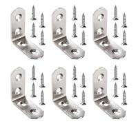 VooGenzek 6 Piezas 45x45x20x2.5 mm L en Forma de Soportes, Acero Inoxidable Corner Brace, Soporte de Esquina 90 Grados, con 24 Piezas Tornillos, para Silla Mueble Ventana