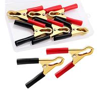 VooGenzek 6 Piezas 50A Pinzas de Cocodrilo, Clips de Cocodrilo Aislados, Abrazaderas de Carga de Cobre Puro, para Cable de Carga de Coche (80mm, Rojo + Negro)