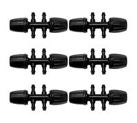 VooGenzek 6 Piezas 8/12 mm a 4/7 mm Conectores en T con Púas para Riego por Goteo, Adaptador en T de 6 Vías Púas para Tubo 8/12 mm a 4/7 mm, Tubo de Tiego Tee por Goteo, para Césped, Jardín, Negro