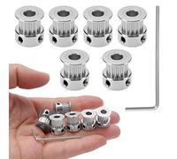 VooGenzek 6 Piezas GT2 Polea de Correa Dentada 16 Dientes 5mm de Diámetro, Polea de Sincronización, con llave Allen, para Correa de Impresora 3D de 6mm de Ancho
