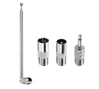 VooGenzek 75cm 7-Seccion Antena Telescópica FM Interior Dab Radio Aerial, FM Radio Antena TelescóPica con Conector de Enchufe Macho Tipo F 75 Ohmios con 3 Adaptadores, Compatible con Denon Roberts