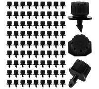 VooGenzek 90 Piezas 1/4'' Goteros de Riego, Plástico Aspersores de Riego Ajustables de 8 Agujeros, Cabezas de Riego para Goteo Goteros, Rociadores de Riego para Césped, Jardín, Negro