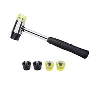 VooGenzek - Mazo de goma de doble cara, 25 mm, mini martillo de goma reemplazable de doble cara, con 4 cabezales de martillo de repuesto de goma, nailon, para madera, cuero y artesanía