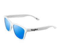 VOOGLERS - POLARIZED UNIQUE Ibiza Dance Gafas de Sol Polarizadas Para Hombre y Mujer Unisex | Polarizadas | Protección UV400 | Moda / Verano, Cristales Lentes Espejo Azul, Montura Blanco Mate