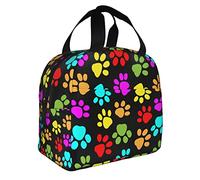 VOOHDDY Bolsa de almuerzo térmica colorida con diseño de pata de perro para hombres y mujeres, reutilizable, impermeable, portátil, para trabajo, oficina, picnic, playa, viajes