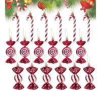 Vookkp 18 Piezas Decoracion Caramelos Navidad Adornos Arbol Navidad Bastones NavidadDecoracion Colgantes Bastones para Árbol Rojos y Blancos Adornos Navideños