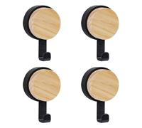 Vookkp 4 Piezas Ganchos Percheros de Madera, Ganchos de Madera Autoadhesivos Natural, Ganchos de Decoración Ganchos de Madera para Abrigos, Sombreros, Bolsos, Circular