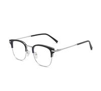 Voolga Gafas Luz Azul, gafas transparentes Gafas gafas retro con Filtro Anti Luz Azul para Ordenador gafas ordenador luz azul,gafas sin graduar para Hombre y Mujer (Negro Plata)