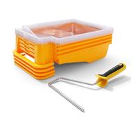 VOOMEY Juego de pintura de 17 piezas con 4 bañeras de pintura accionadas por el pie, marco de rodillo de 9 pulgadas y accesorios, juego de pintura profesional para pintura de pared, incluye 12