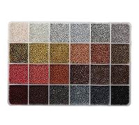 VOOMOLOVE Cuentas de cristal 12/0, aproximadamente 15600 unidades, 24 colores, 2 mm, kit de cuentas sueltas para hacer pulseras con caja de almacenamiento de plástico de 24 rejillas para hacer joyas