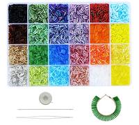 VOOMOLOVE Cuentas de tubo de cristal de 6 mm con agujas de cuentas alrededor de 7680 piezas en caja, 24 cuentas de tubo multicolor de 6 mm de longitud para hacer joyas (320 unidades/color, 24 colores)