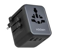Voomy Adaptador de Viaje Universal - Adaptador Enchufe Universal Para 170+ Países, 3 USB-C 28W + 2 USB-A | adaptador enchufe tipo A C G I, Con protección Contra Sobretensión y Material Ignífugo - Y628