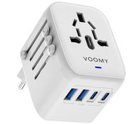 VOOMY Adaptador de Viaje Universal Universal para 170 países, Adaptador de Enchufe de Viaje en Todo el Mundo, Europa, Estados Unidos, Australia, Universal All in One Travel Plug con 2 USB-C y 2 USB-A