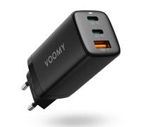 Voomy Cargador USB C 65W, Cargador GAN, 3 Puertos, Cargador Rápido PD para Portátil, Tablet y Móvil