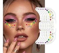 VOOSFSIE 6 PCS Tatuajes de Pecas con Purpurina, Parches de Maquillaje de Pecas Brillantes, Cute Makeup for Women Girls Party Halloween Festival Rave