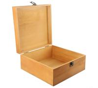 Vootnifig Caja de almacenamiento de madera de pino maciza, hecha a mano, rectangular, cierre de metal, tapa abatible, organizador de manualidades de varios tamaños (largo: 22,5 x 22,5 x 10 cm)